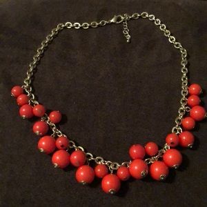 Orange Red Beaded Necklace